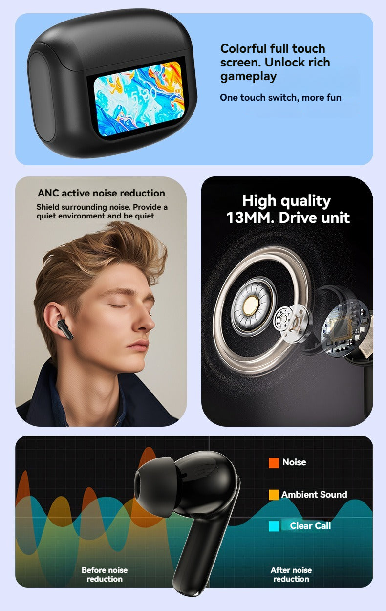 PWTEK 48-Hour Long Battery Life IPX4 Waterproof TWS Bluetooth Headphones-Perfect for All-Day Listening