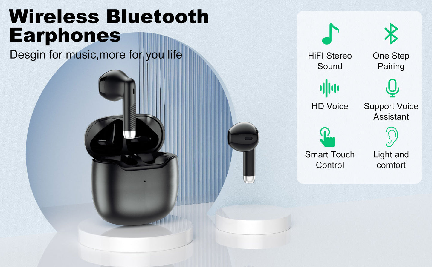 1.5-Hour Fast Charging, 64-Hour Long-Lasting Battery Life TWS Bluetooth Headphones—Embark on an Uninterrupted Music Journey.