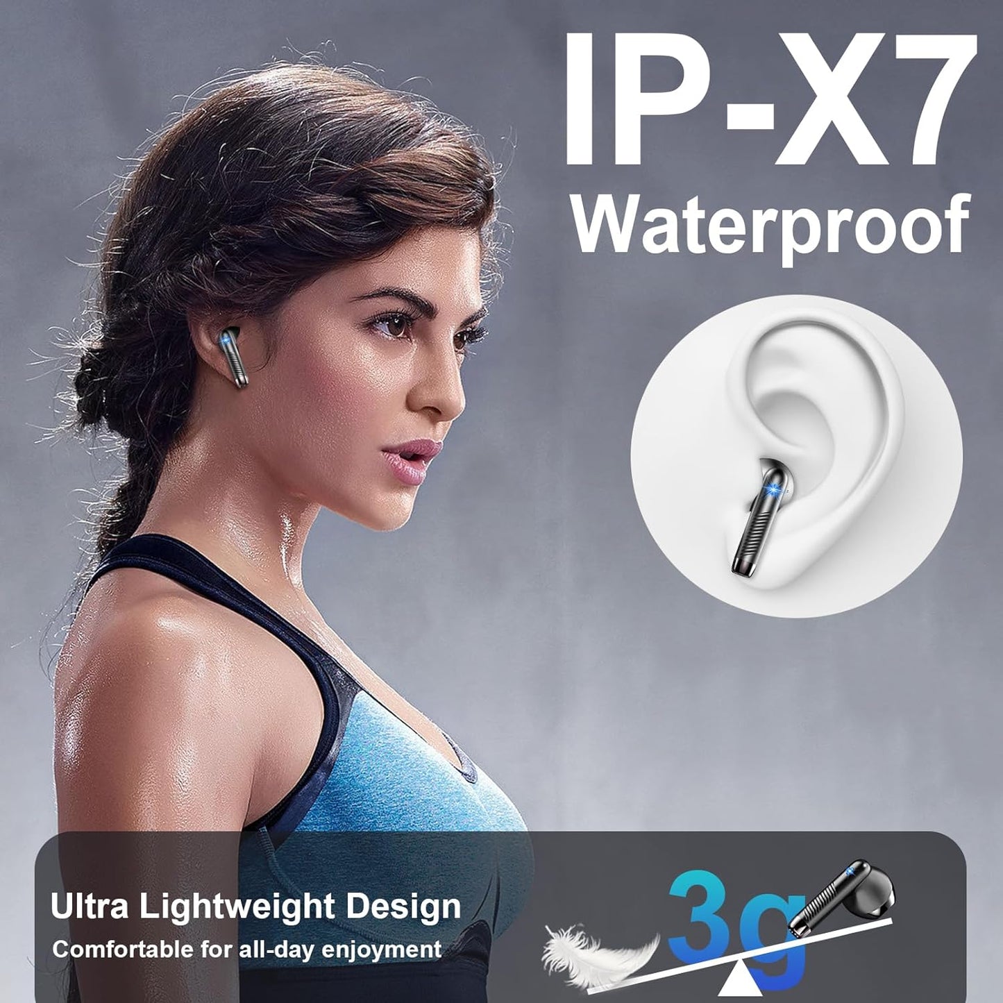 PWTEK Experience Unbounded Music | Crystal-Clear Sound · Comfortable Fit · 30-Hour Long-Lasting Battery Life Bluetooth Earbuds