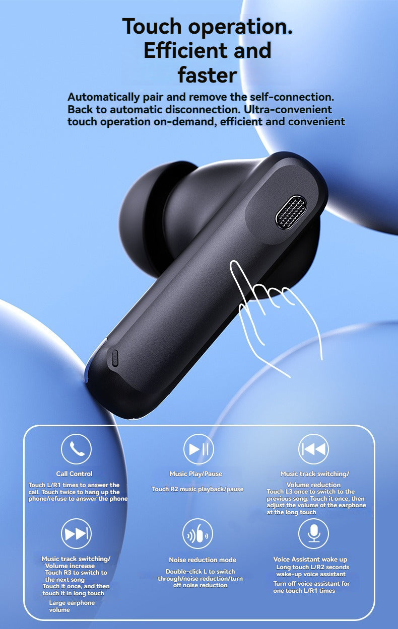 PWTEK 48-Hour Long Battery Life IPX4 Waterproof TWS Bluetooth Headphones-Perfect for All-Day Listening